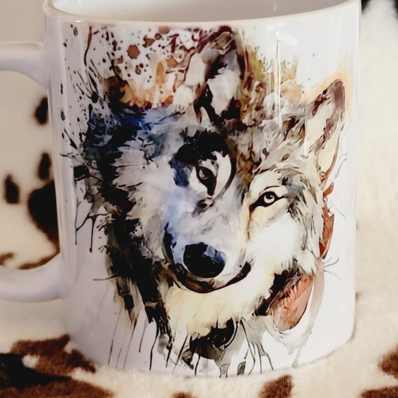 Wolf Water Splash 11oz Ceramic Coffee Mug Tea Cup - Picture 4 of 5